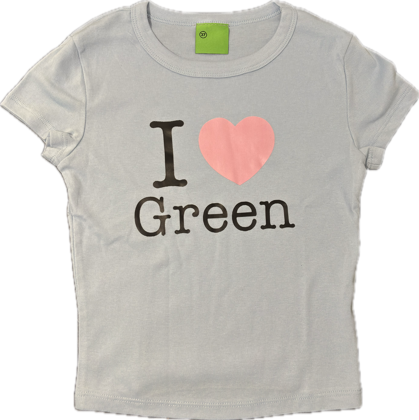“I🩷green” baby tee (powder blue)