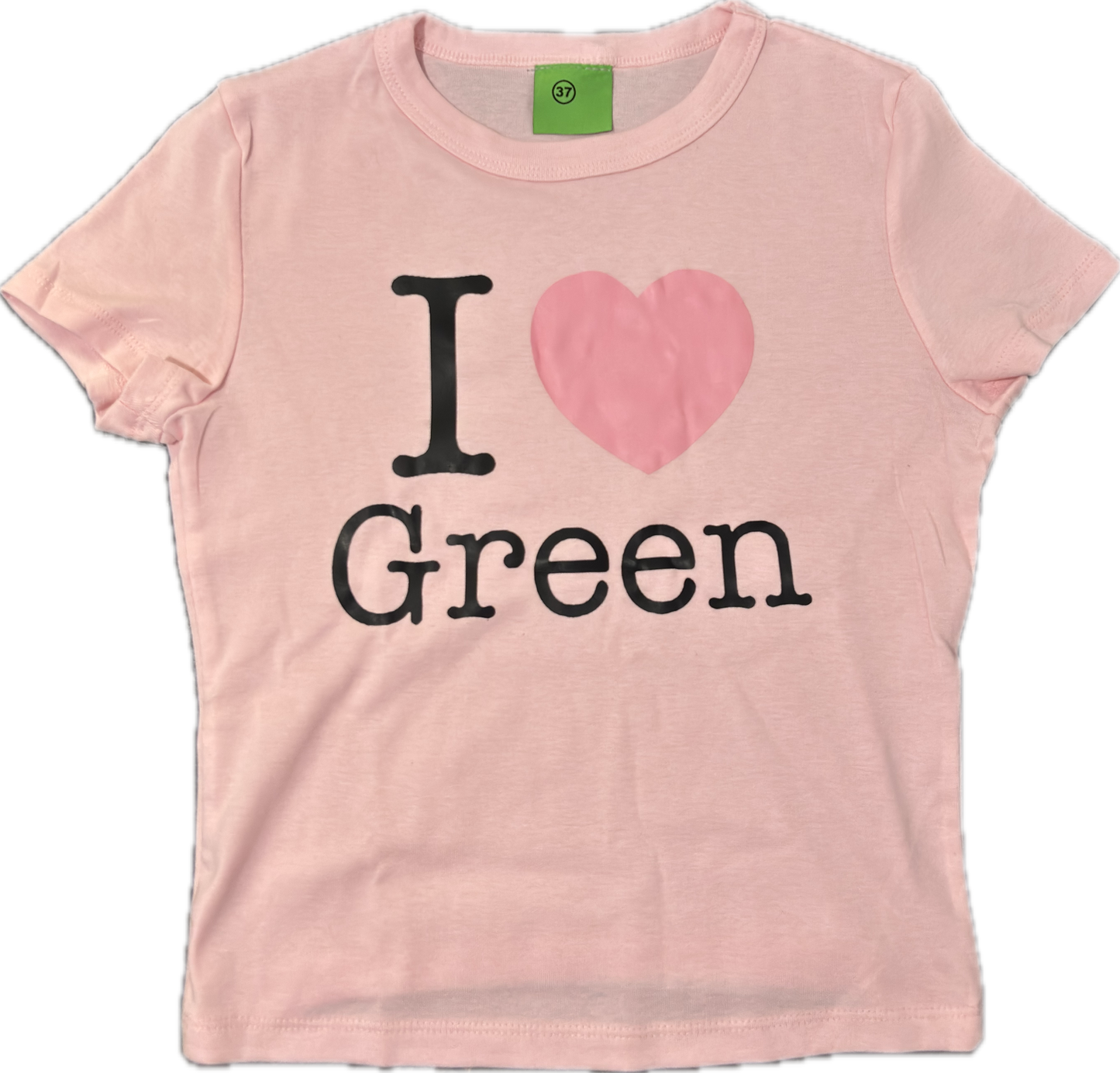 “I 🩷 green” baby tee (pink)